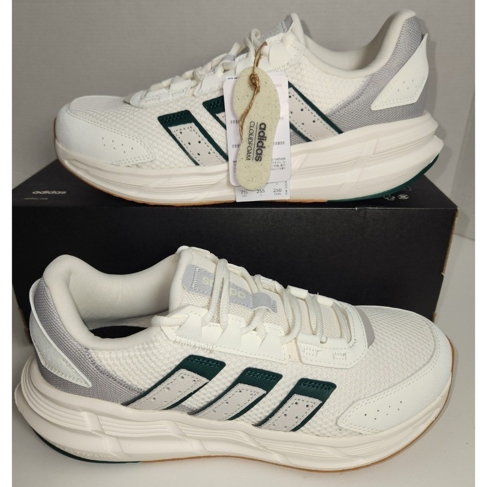 adidas Astrastar Lace Up Mens White/Green Sneakers Casual JQ6076, Size 7.5 NWOB